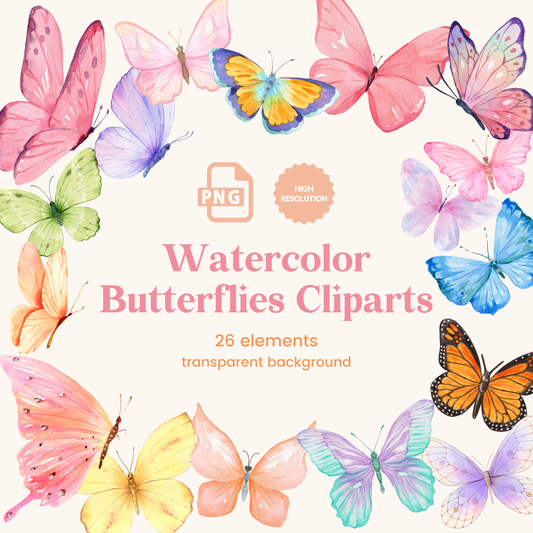 Watercolor Butterflies Cliparts